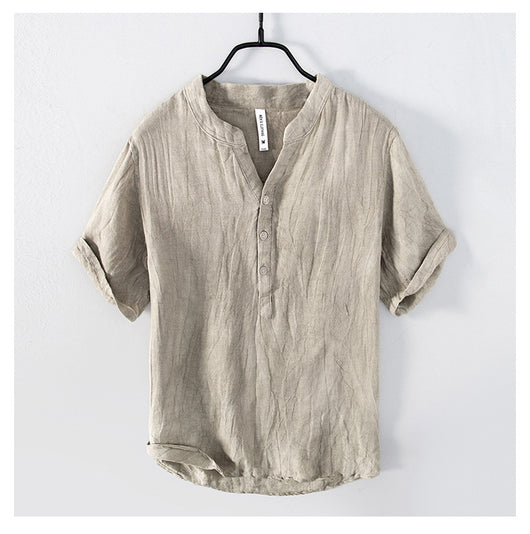 Blusa de Lino Retro Colores Sólidos - Image 10