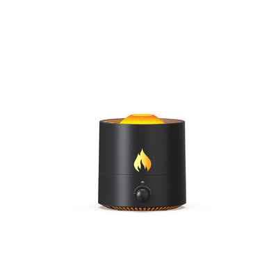 White cylindrical night light and ultrasonic humidifier with an orange flame effect light and a control knob. - Image 3