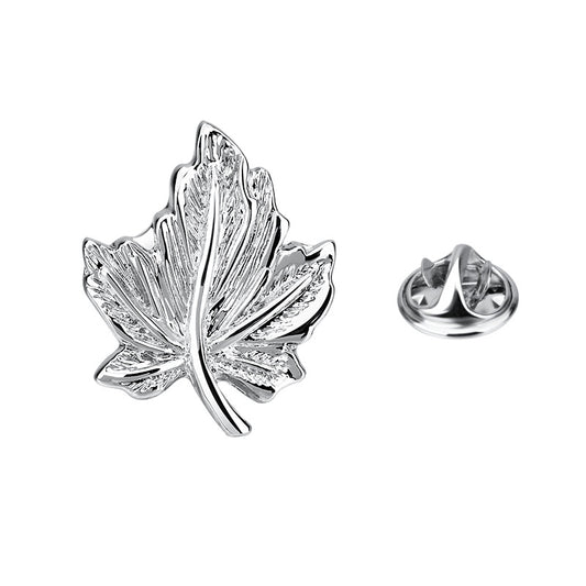 Broche de Plata con Hoja - Alfiler de Cuello Elegante