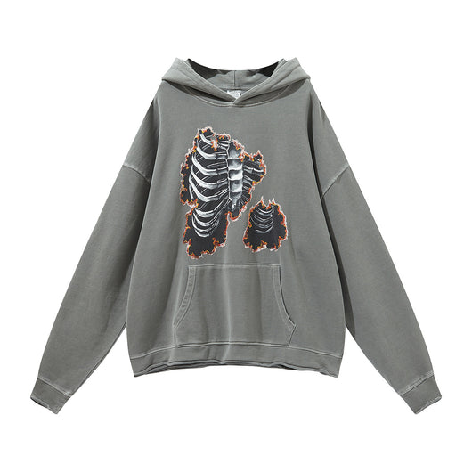 Sudadera con Capucha Estampado Calavera y Huesos Diseño Oversize - Image 2