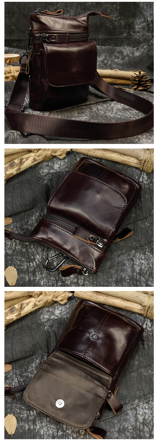Bolsa de Cuero Crazy Horse para Hombre - Bandolera Cruzada Vintage - Image 10