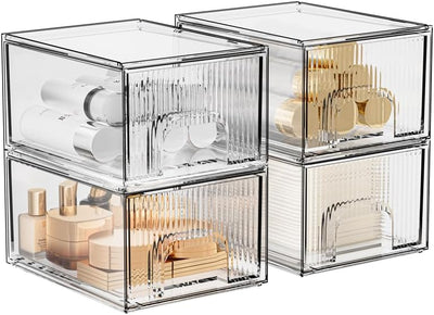 Organizadores de Acrílico Transparente Apilables - Cajones para Maquillaje, Cocina y Hogar