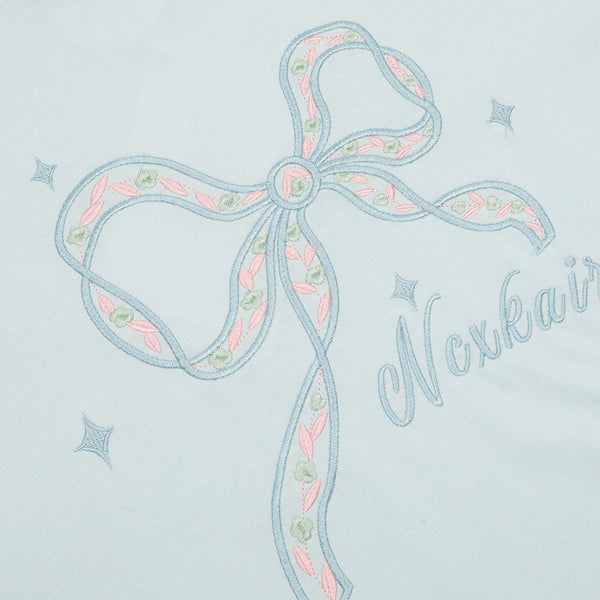 Camiseta Manga Corta con Bordado de Moño Unisex