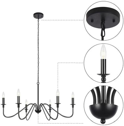Lámpara de Araña Minimalista de Hierro Forjado Lujo Americano - Image 15