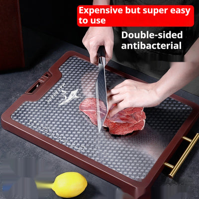 Tabla de Corte Doble Cara Acero Inoxidable Premium con Mango Ébano