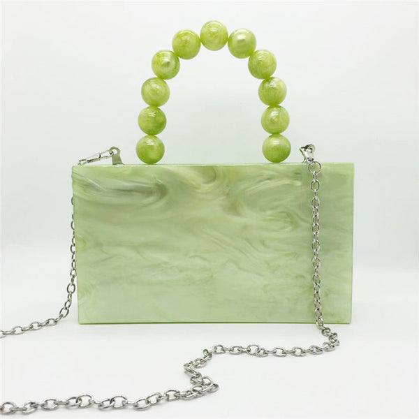 Bolso de Noche Verde Esmeralda con Asa Beaded - Cartera Cuadrada Compacta para Mujer - Image 3