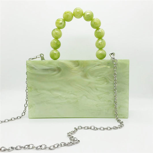 Bolso de Noche Verde Esmeralda con Asa Beaded - Cartera Cuadrada Compacta para Mujer - Image 3