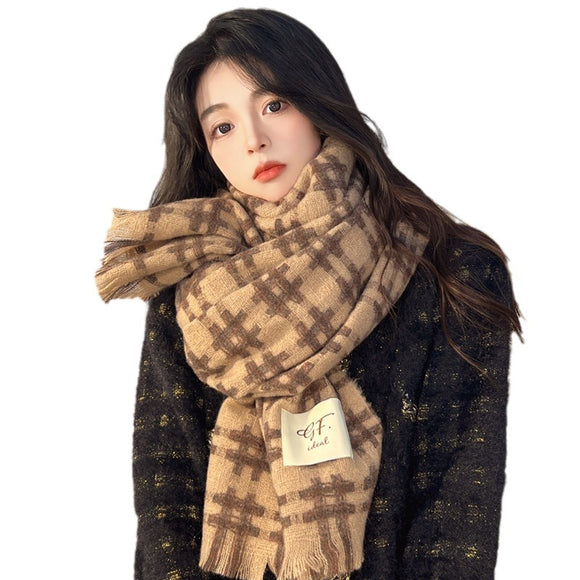Bufanda Cuadros Estilo Coreano Invierno para Mujer