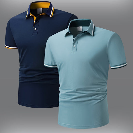 Camisa Manga Corta Hombre con Cuello Bicolor Azul y Rosa - Image 8