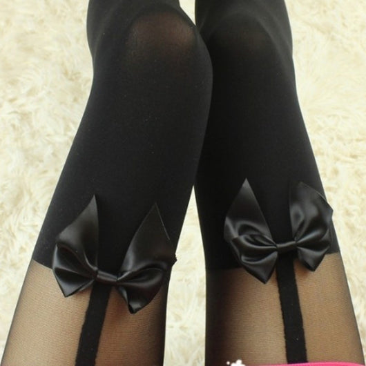 Medias Sexy Over Knee con Doble Raya Transparente Negro - Image 2