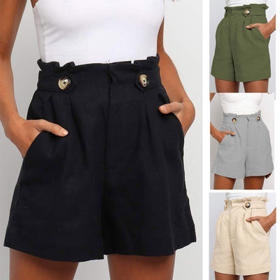 Pantalones Rectos de Cintura Alta con Volantes - Estilo Europeo y Americano