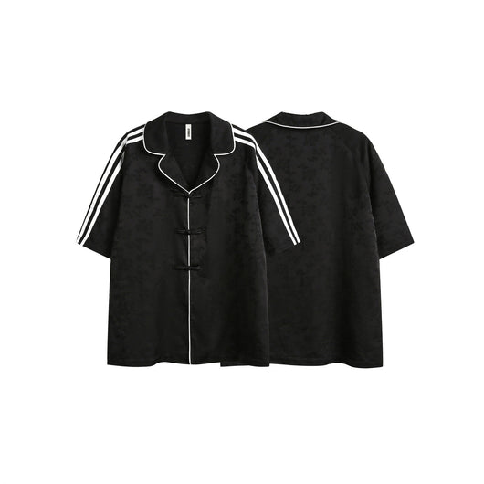 Camisa Casual de Rayas Negras para Hombre con Cuello Solapa - Image 8