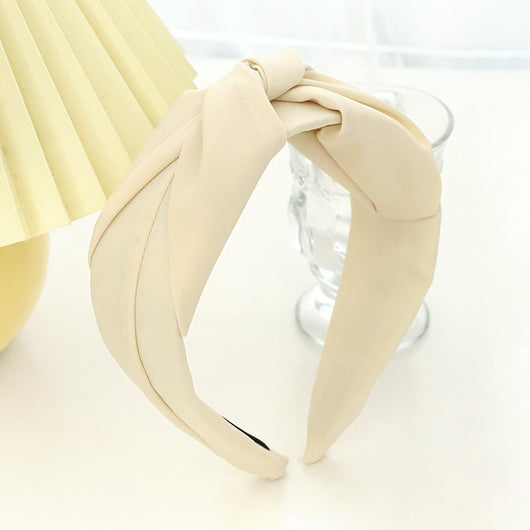 Diadema de Tela con Nudo Cruzado en Color Liso para Mujer - Image 20