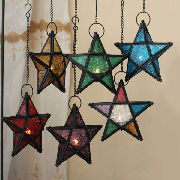 Lámpara Decorativa Pentagrama en Vidrio Grabado con Base de Hierro - Image 9