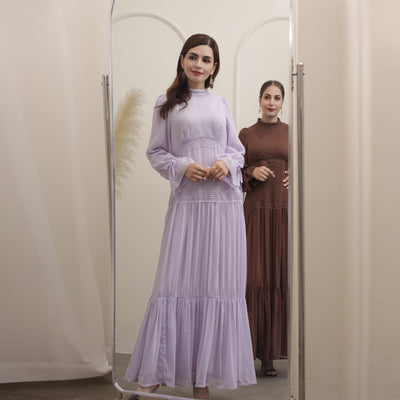 Vestido Largo de Encaje Elegante Estilo Oriente Medio - Image 8