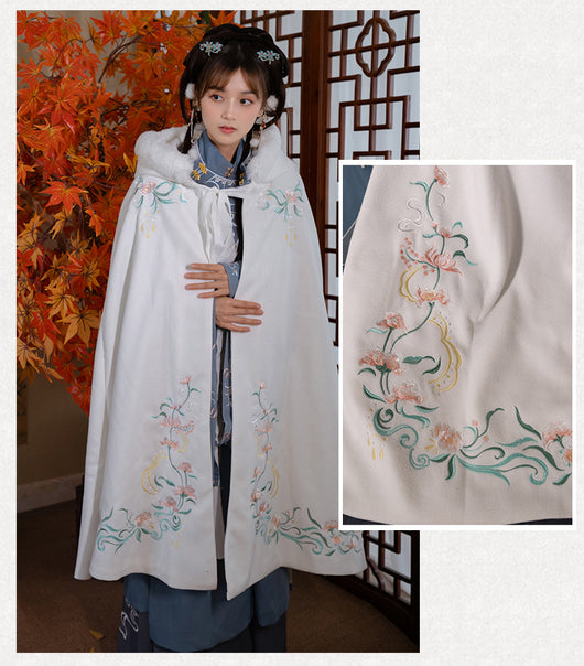 Capa Hanfu Bordada para Mujer con Forro Polar Largo - Image 6