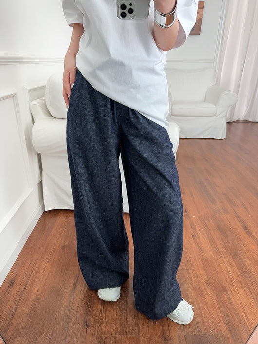 Pantalones Vaqueros Anchos con Cintura Elástica y Cordón Ajustable - Image 30