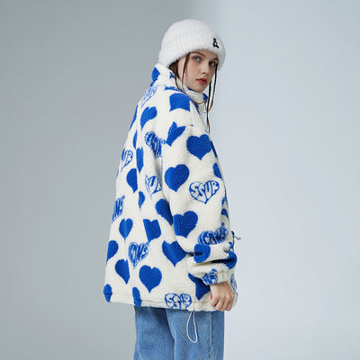 Chaqueta Sherpa con Corazones para Parejas - Estilo Casual y Trendy - Image 9