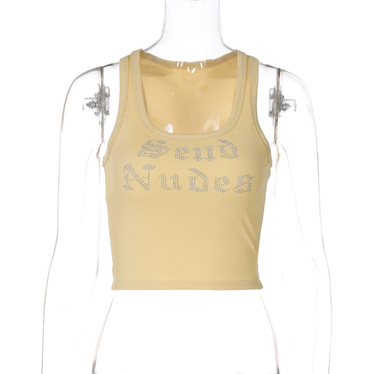 Chaleco Casual Corto con Strass y Letras para Mujer - Image 9