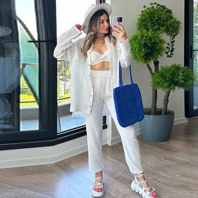 Conjunto Elegante: Blusa Suelta Manga Larga + Pantalón Ajustado Cintura Alta - Image 11