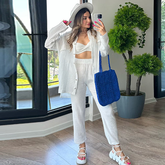 Conjunto Elegante: Blusa Suelta Manga Larga + Pantalón Ajustado Cintura Alta - Image 11