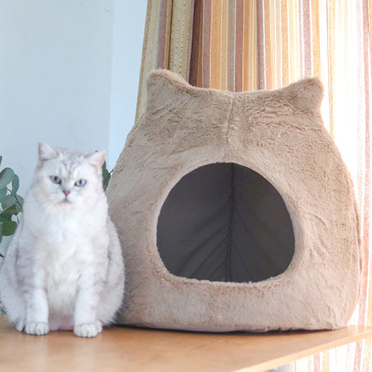 Cama Térmica para Gatos con Orejas - Nido Desmontable y Lavable para Todas las Estaciones