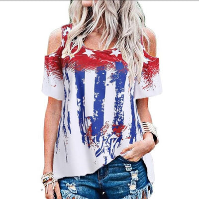 Blusa Casual Hombros Descubiertos con Estampado de Estrellas - Talla Grande - Image 5