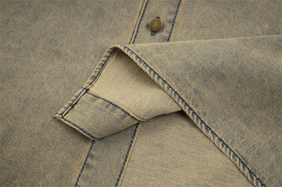 Camisa Denim Desgastada con Letras Waste para Hombre - Image 10