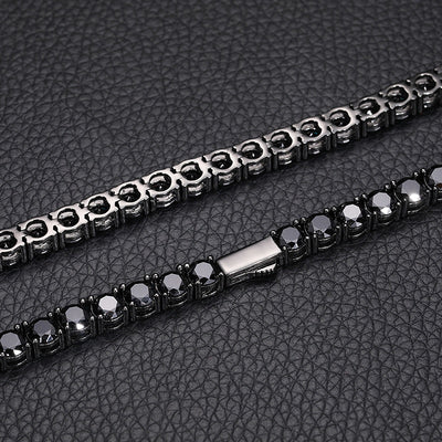 Cadena de Tenis Plata S925 Moissanita Negra - Collar Hip Hop para Hombre - Image 14