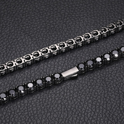 Cadena de Tenis Plata S925 Moissanita Negra - Collar Hip Hop para Hombre - Image 14