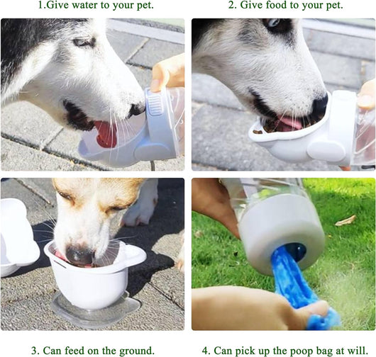 Botella de Agua 3 en 1 para Mascotas - Portátil con Dispensador de Alimento y Bolsas - Image 10