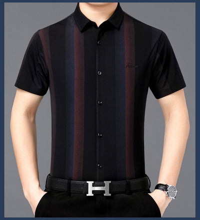 Camisa Casual de Hombre Verano Rayas Contraste Suelta - Image 10