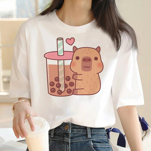 Playera Vintage Capibara para Mujer - Diseño Cartoon Adorable - Image 25