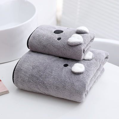 Juego de Toallas de Baño Coral Velvet con Diseño Orejas de Conejo y Koala - Set Regalo - Image 11