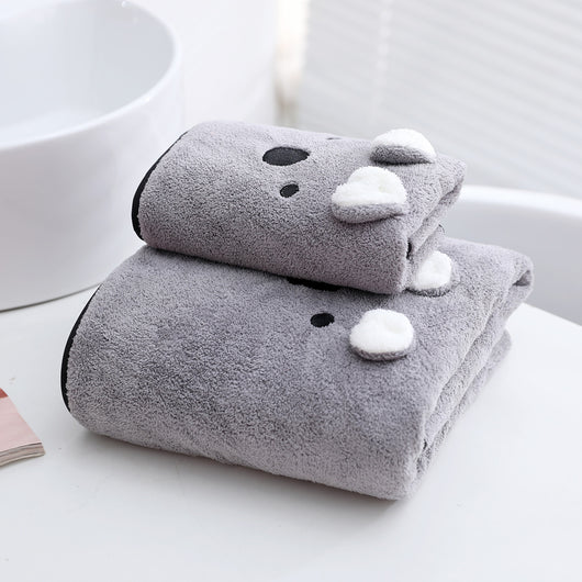 Juego de Toallas de Baño Coral Velvet con Diseño Orejas de Conejo y Koala - Set Regalo - Image 11