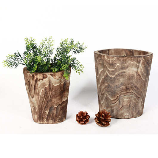 Maceta de Madera Artesanal - Jarrón Decorativo Rústico