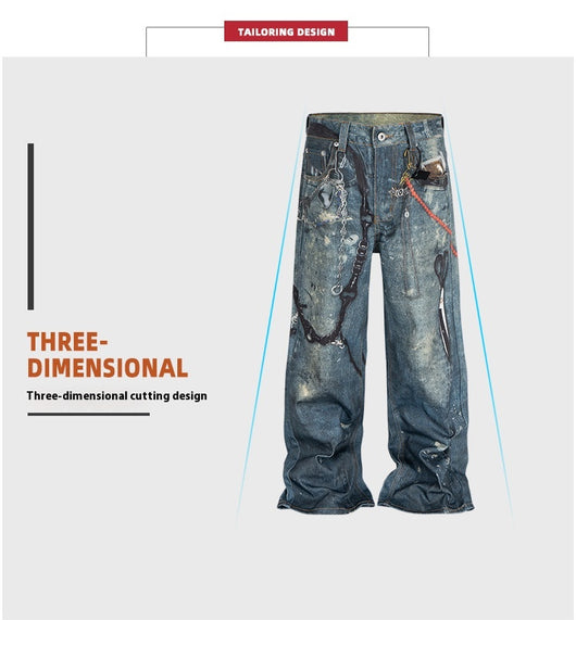 Pantalones Rectos Vintage Lavado Desgastado Unisex - Image 17