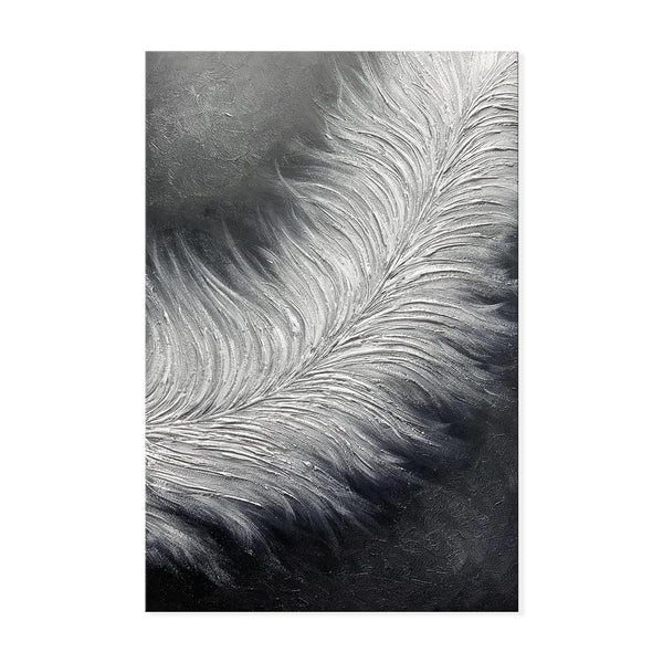 Cuadro Abstracto Plumas Blanco y Negro - Arte Moderno en Lienzo Grande con Textura - Image 4