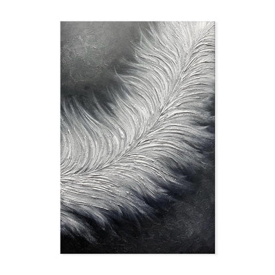 Cuadro Abstracto Plumas Blanco y Negro - Arte Moderno en Lienzo Grande con Textura - Image 4