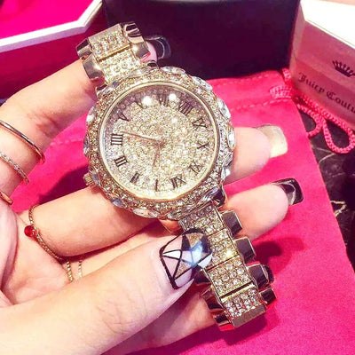 Reloj de Moda para Mujer con Diamantes Incrustados y Banda de Acero