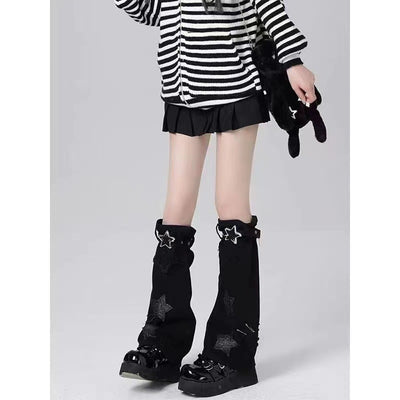 Calcetines Largos Sueltos con Bordado de Pentagrama para Mujer - Image 7