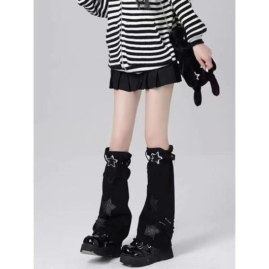 Calcetines Largos Sueltos con Bordado de Pentagrama para Mujer - Image 7