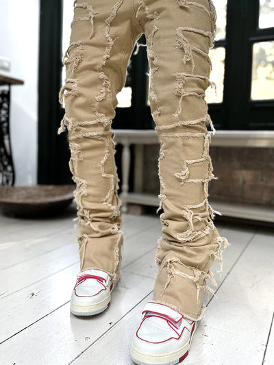 jeans, trousers, beige, white, burgundy, ripped, distressed, patched - Image 20