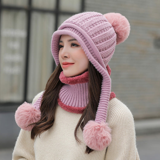 Gorro Tejido Plush Twist con Bola Colgante para Mujer - Image 10