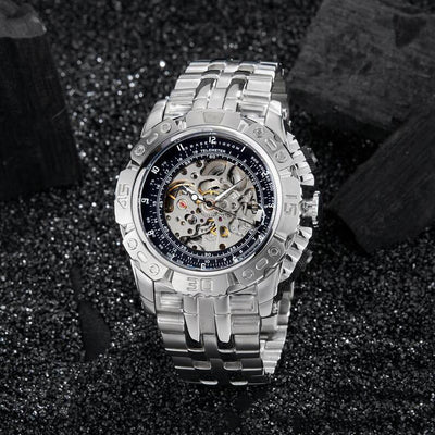 Reloj Mecánico de Acero Hueco con Pulsera de Acero Sólido - Image 6