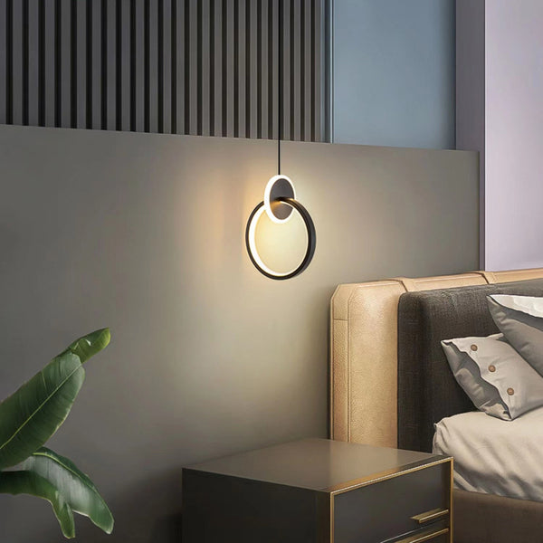 Lámpara de Techo LED Nórdica Minimalista Doble Anillo para Dormitorio