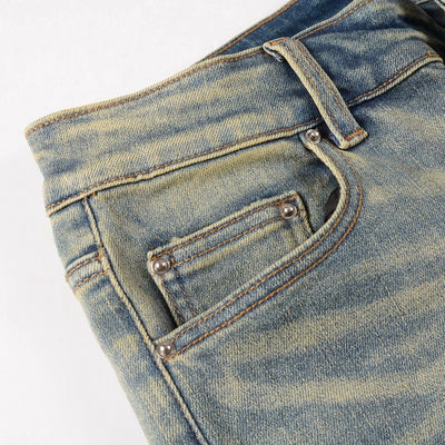 Jeans Rojos Estampados con Pliegues y Cintura Elástica para Hombre - Image 9