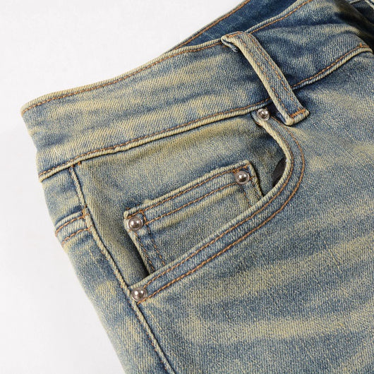 Jeans Rojos Estampados con Pliegues y Cintura Elástica para Hombre - Image 9