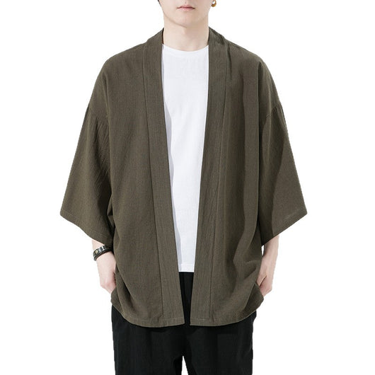 Cardigan de Algodón y Lino para Hombre con Mangas 3/4 - Image 5