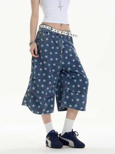 Pantalón Denim Estampado Crop Ancho y Suelto - Image 18